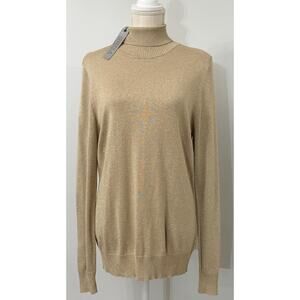 NEW Joseph A Sweater Gold Metallic Turtleneck Knit Party Career Size XL NWT $58